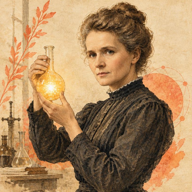 Ilustração de Marie Curie